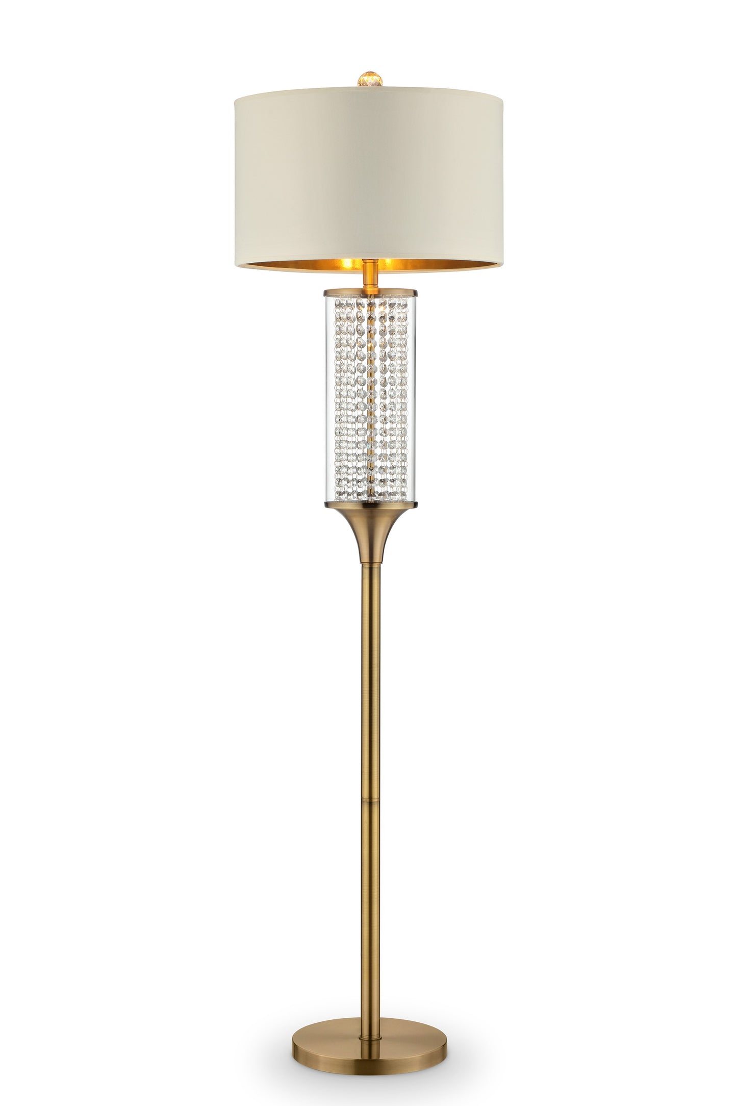 62" Gold Column Floor Lamp With Off-White Drum Shade - Homeroots - Flyclothing LLC