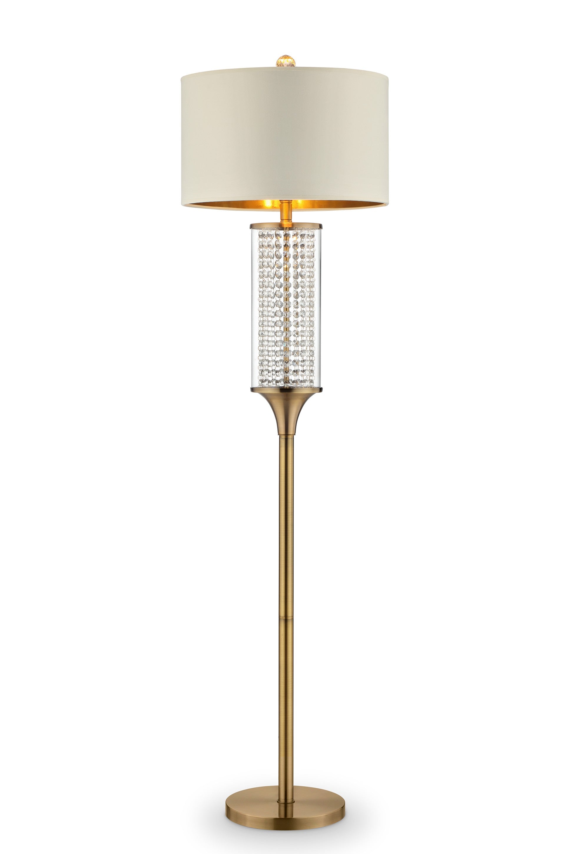 62" Gold Column Floor Lamp With Off-White Drum Shade - Homeroots - Flyclothing LLC