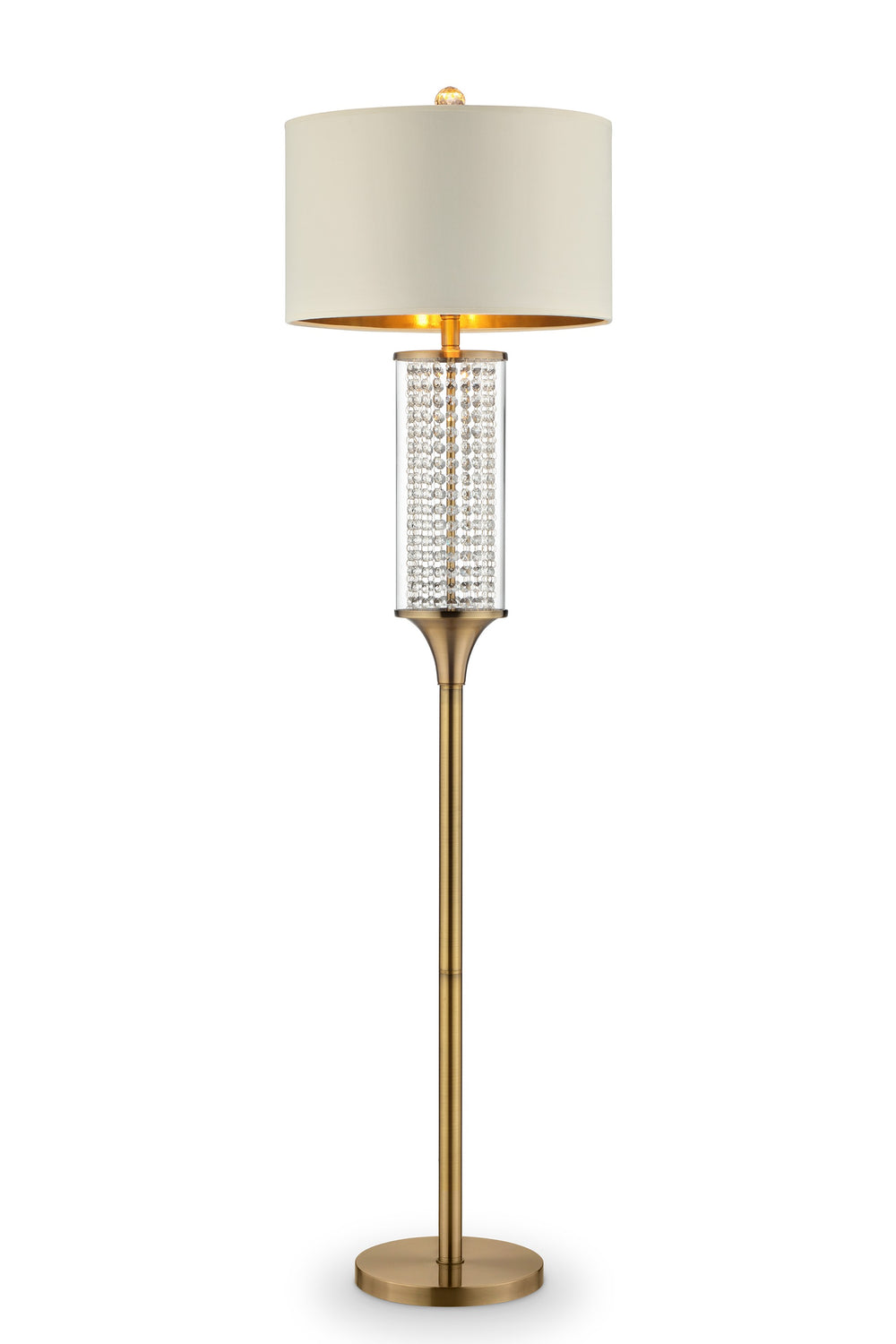 62" Gold Column Floor Lamp With Off-White Drum Shade