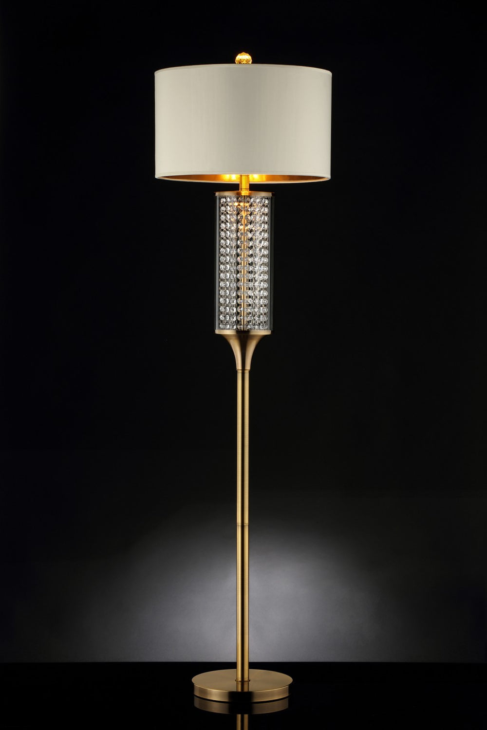 62" Gold Column Floor Lamp With Off-White Drum Shade - Homeroots - Flyclothing LLC