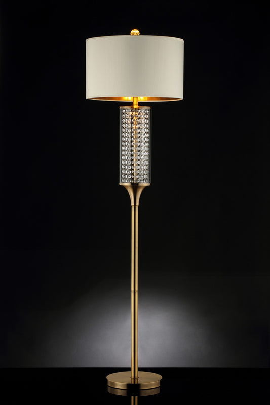62" Gold Column Floor Lamp With Off-White Drum Shade - Homeroots