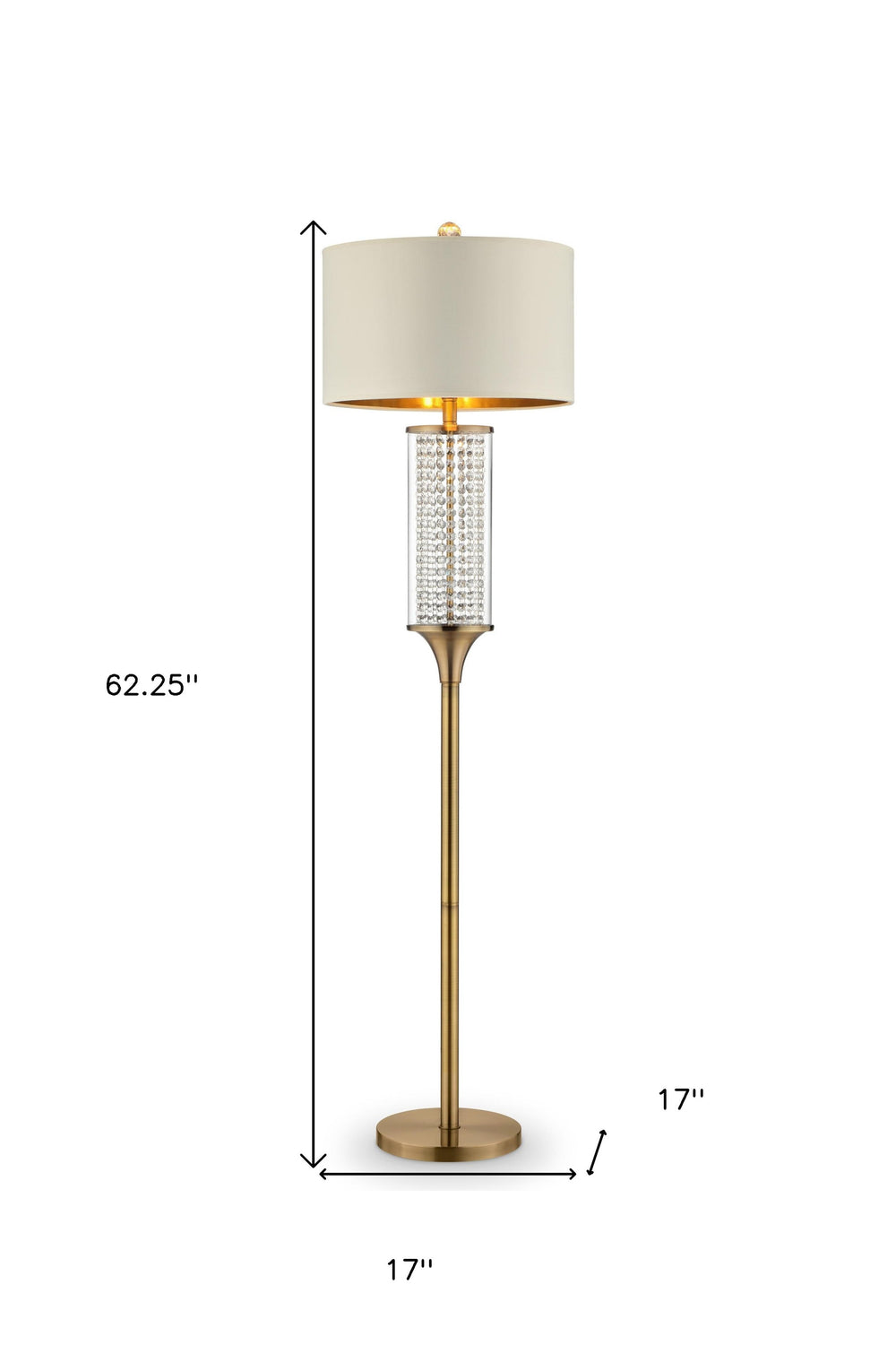 62" Gold Column Floor Lamp With Off-White Drum Shade - Homeroots - Flyclothing LLC
