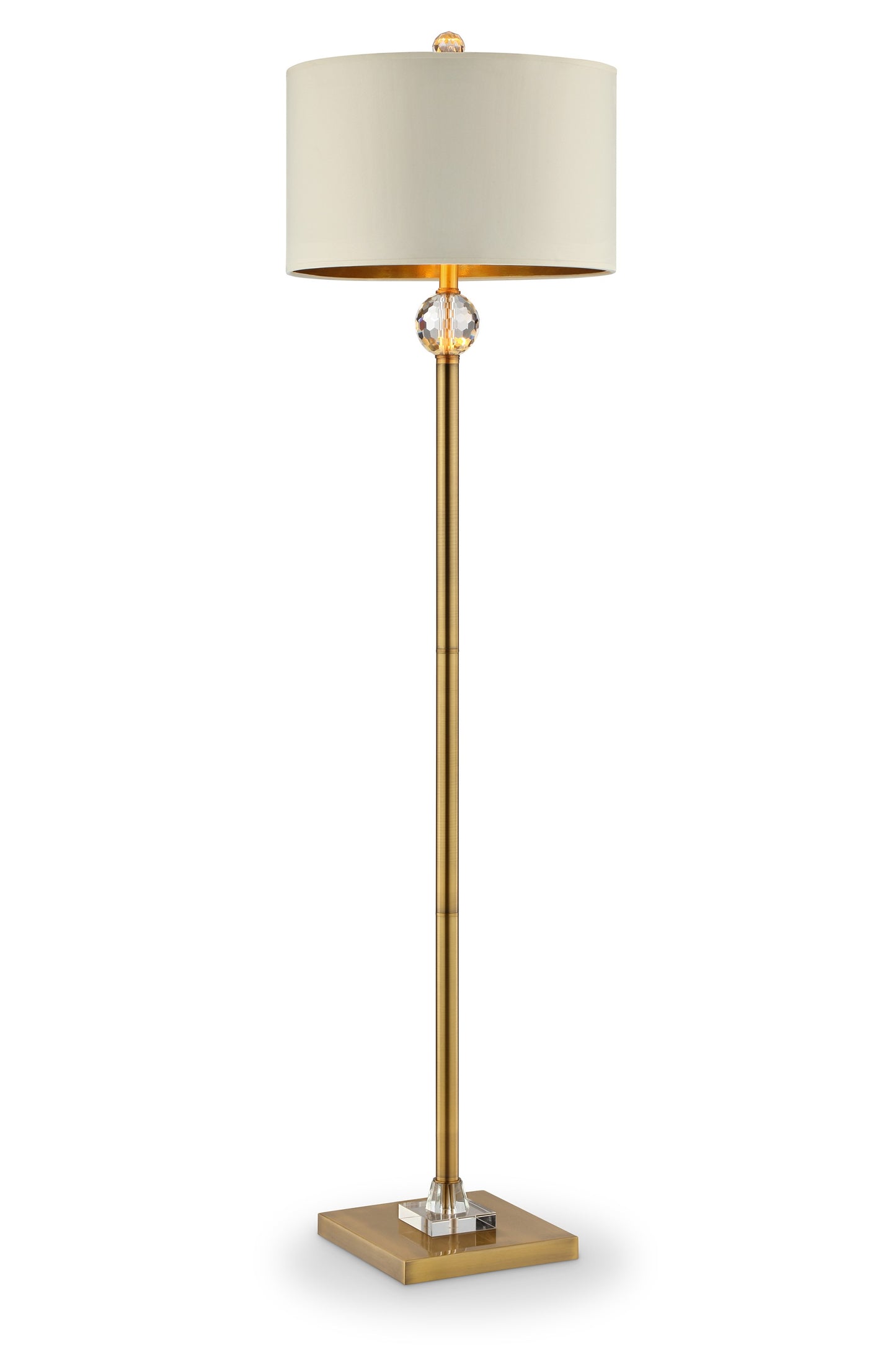 63" Gold Column Floor Lamp With Off-White Drum Shade - Homeroots - Flyclothing LLC
