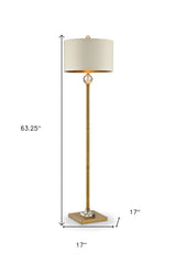 63" Gold Column Floor Lamp With Off-White Drum Shade - Homeroots - Flyclothing LLC