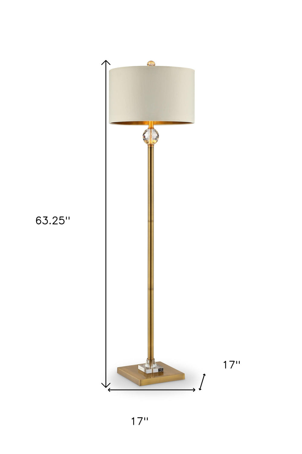 63" Gold Column Floor Lamp With Off-White Drum Shade - Homeroots - Flyclothing LLC