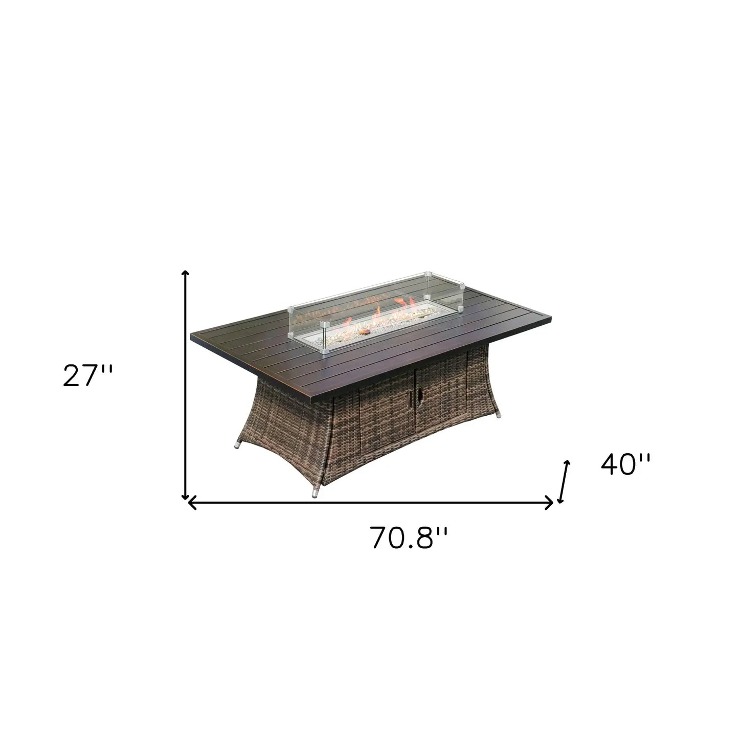 Brown Wicker Outdoor Patio Gas Fire Pit Table - Homeroots - Flyclothing LLC