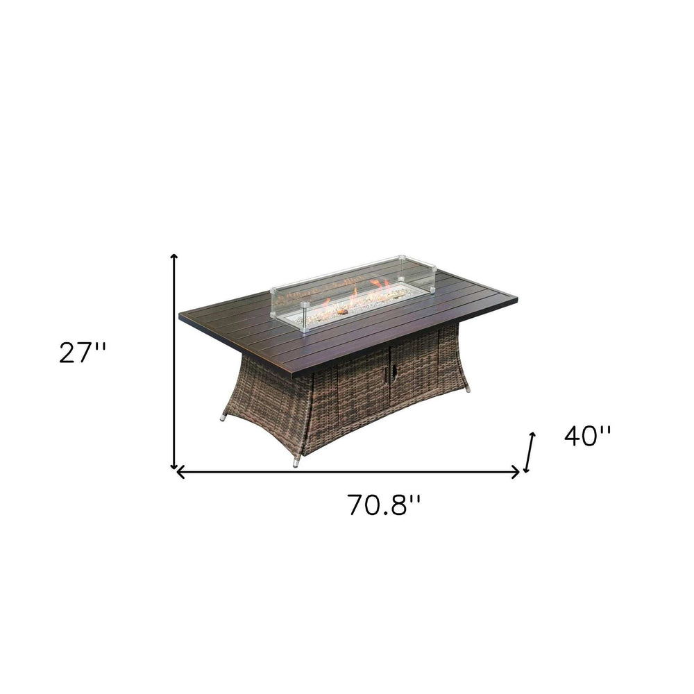 Brown Wicker Outdoor Patio Gas Fire Pit Table - Homeroots - Flyclothing LLC