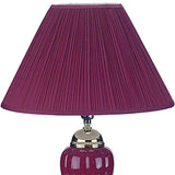 27" Silver Ceramic Bedside Table Lamp With Magenta Empire Shade - Homeroots