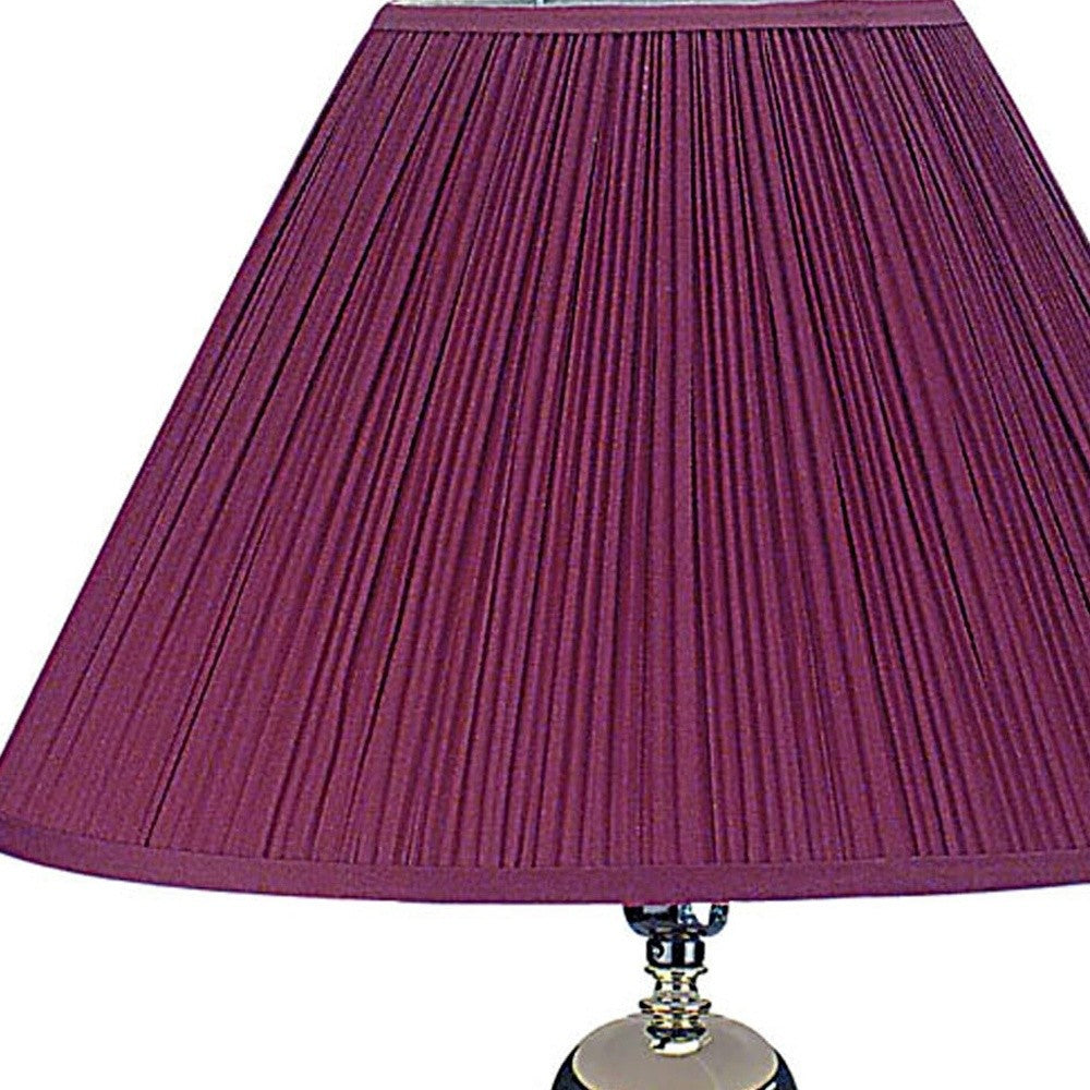 27" Silver Ceramic Bedside Table Lamp With Magenta Empire Shade - Homeroots