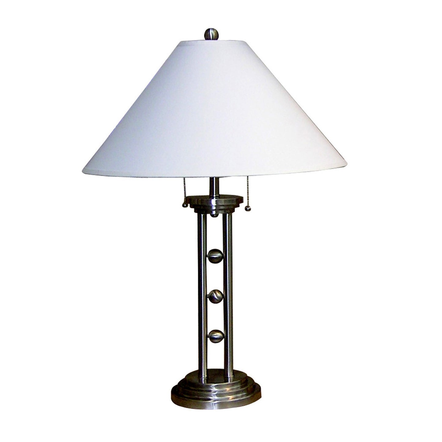 27" Silver Metal Two Light Table Lamp With White Classic Empire Shade - Homeroots - Flyclothing LLC