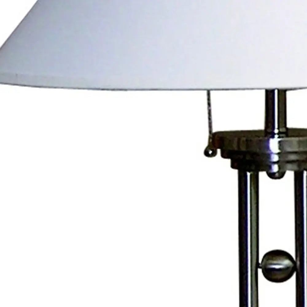 27" Silver Metal Two Light Table Lamp With White Classic Empire Shade - Homeroots - Flyclothing LLC