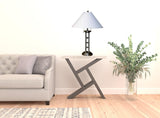 27" Silver Metal Two Light Table Lamp With White Classic Empire Shade - Homeroots - Flyclothing LLC