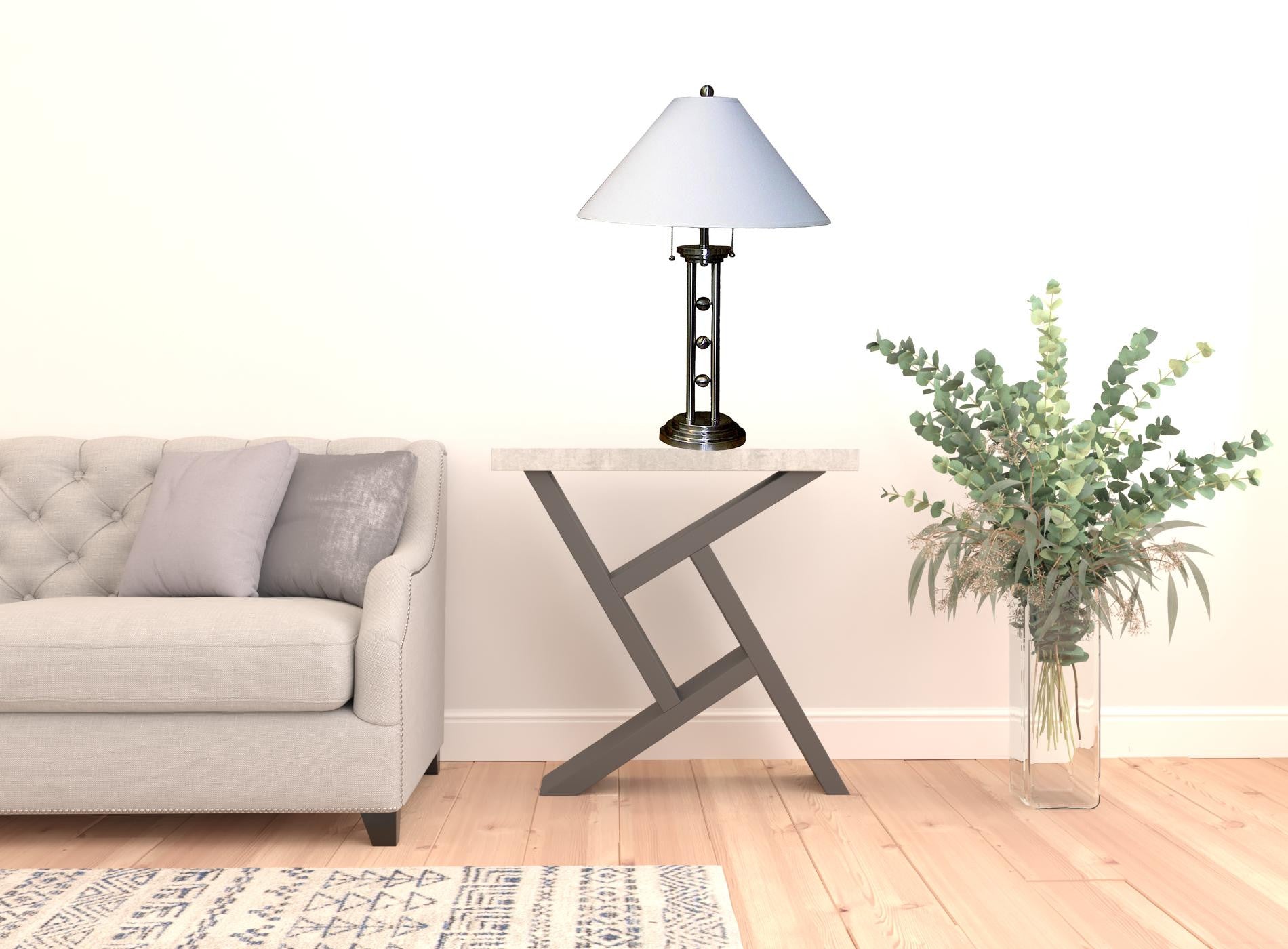 27" Silver Metal Two Light Table Lamp With White Classic Empire Shade - Homeroots - Flyclothing LLC