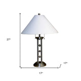 27" Silver Metal Two Light Table Lamp With White Classic Empire Shade - Homeroots - Flyclothing LLC