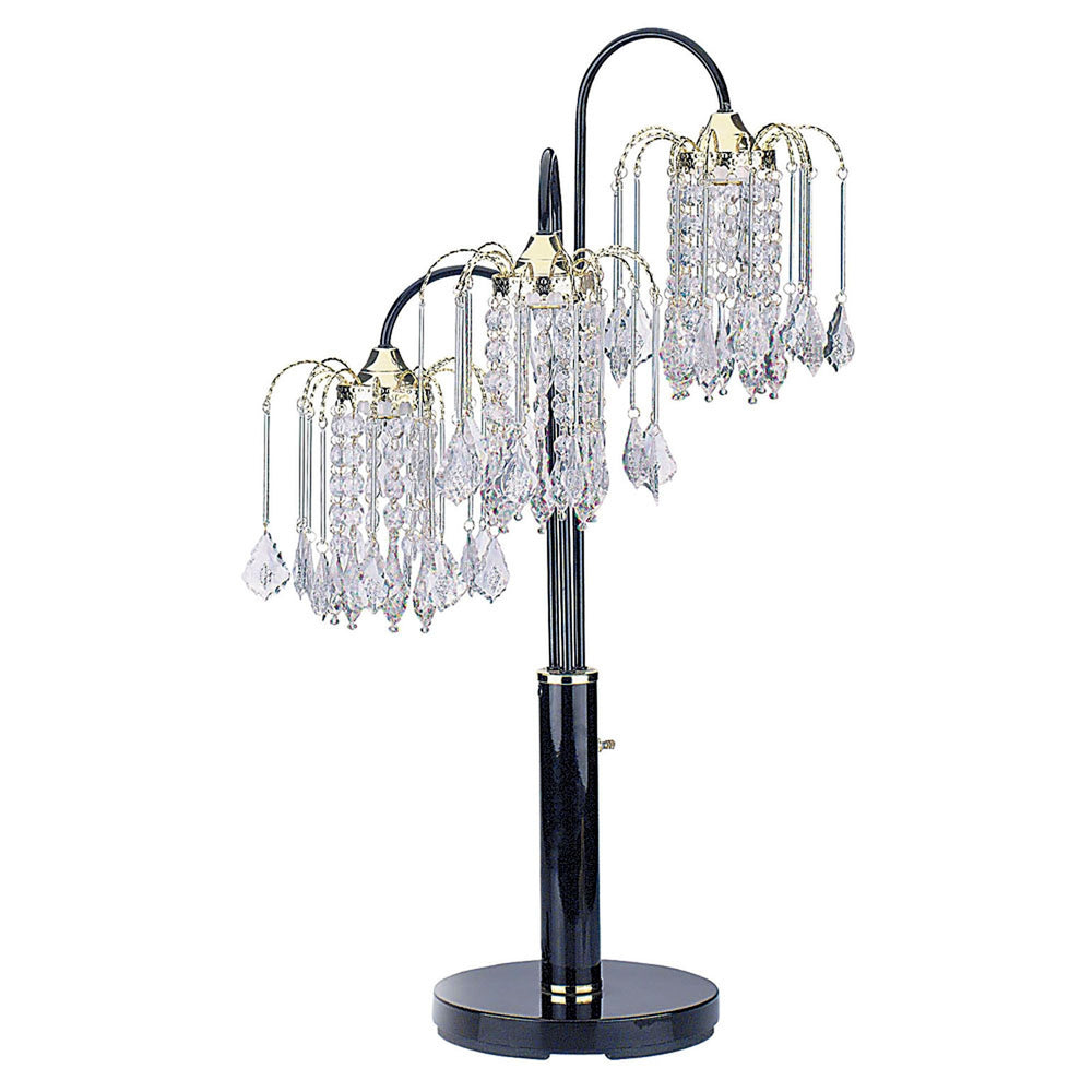 34" Black Metal Three Light Chandelier Table Lamp - Homeroots - Flyclothing LLC