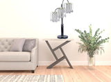 34" Black Metal Three Light Chandelier Table Lamp - Homeroots