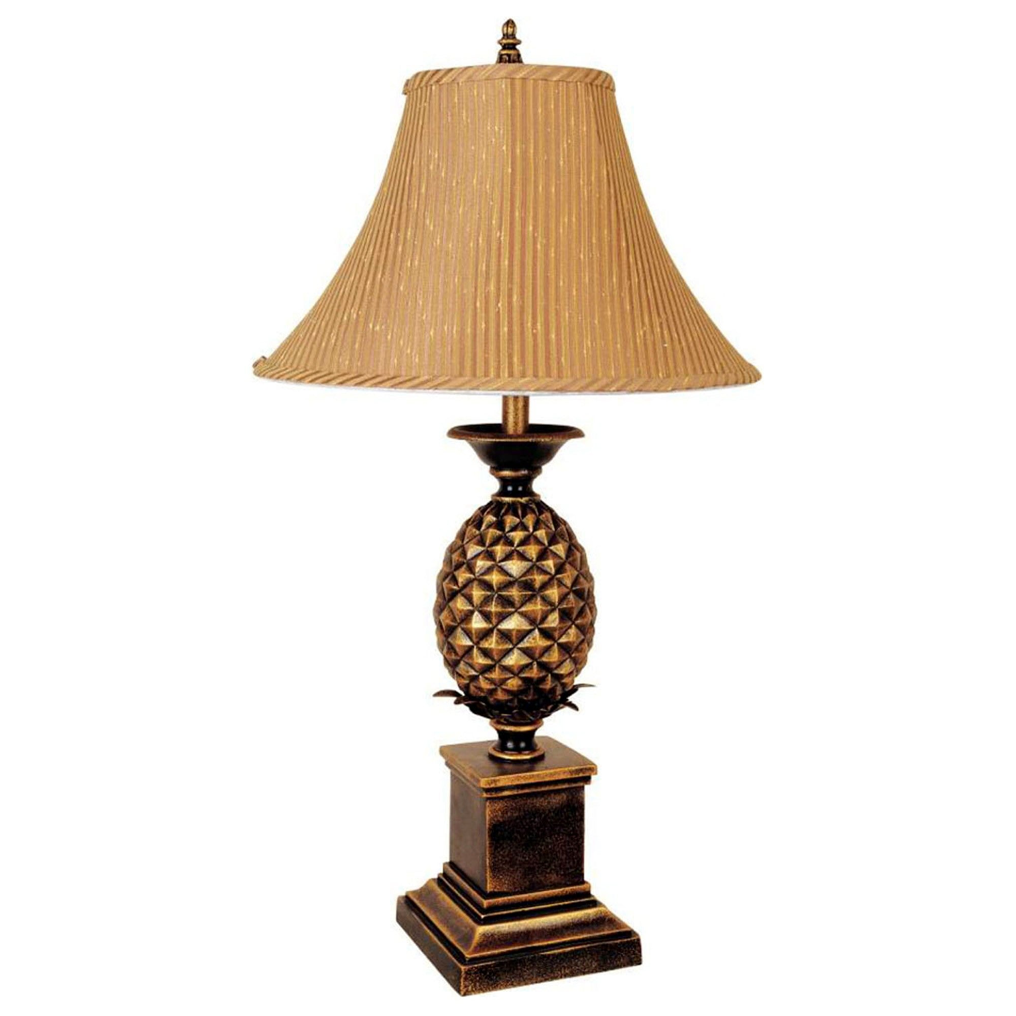 32" Gold Metal Pineapple Table Lamp With Gold Classic Empire Shade - Homeroots - Flyclothing LLC