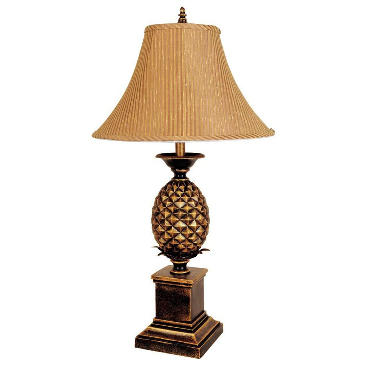 32" Gold Metal Pineapple Table Lamp With Gold Classic Empire Shade - Homeroots - Flyclothing LLC
