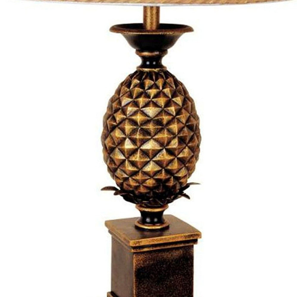 32" Gold Metal Pineapple Table Lamp With Gold Classic Empire Shade - Homeroots - Flyclothing LLC