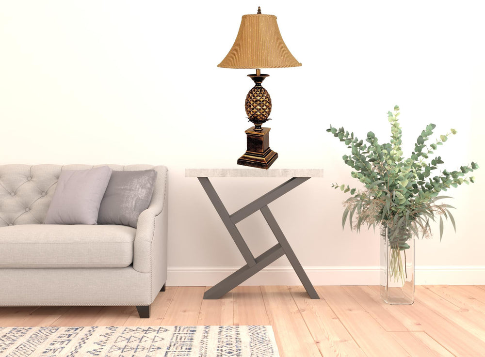 32" Gold Metal Pineapple Table Lamp With Gold Classic Empire Shade - Homeroots