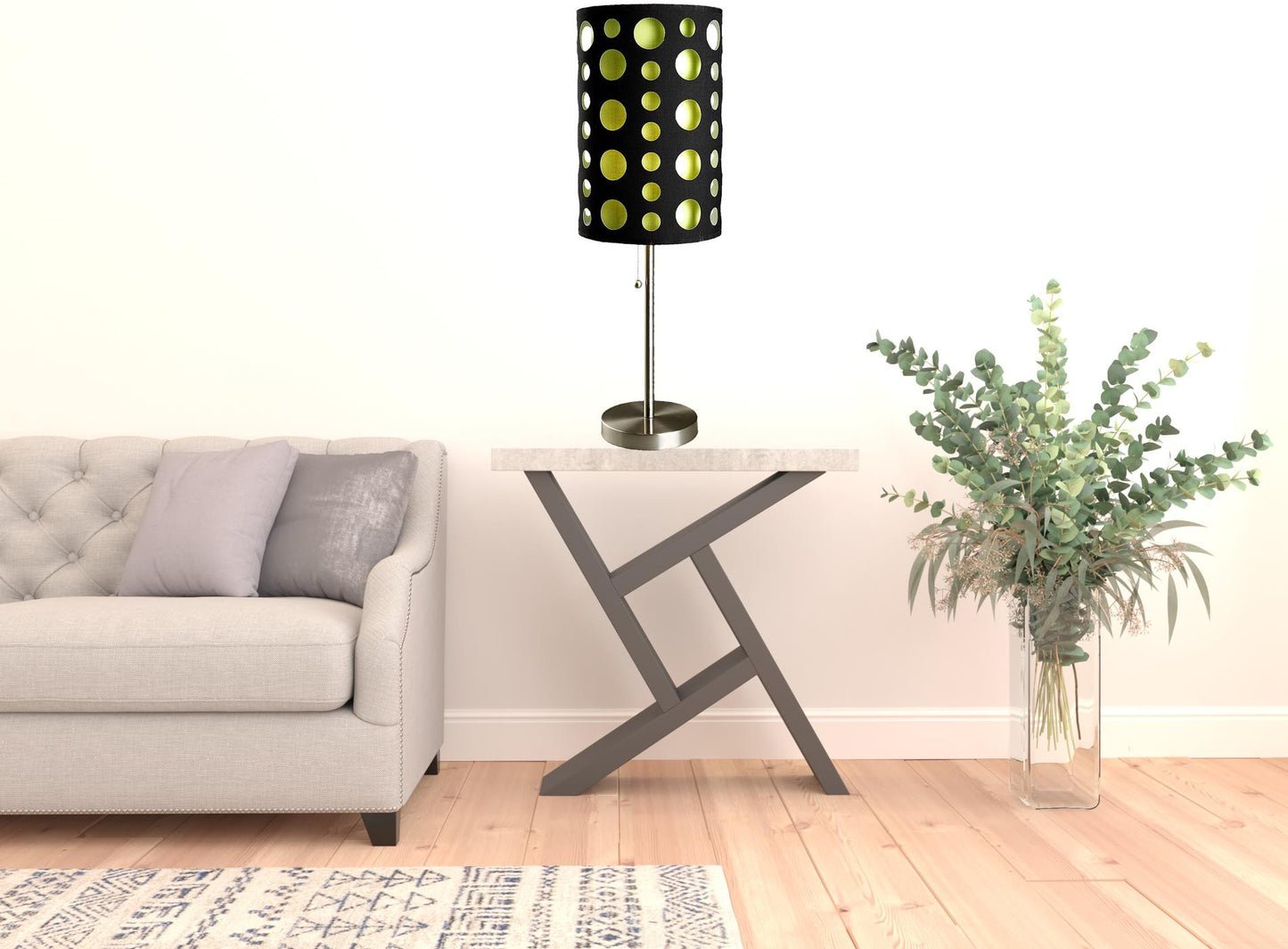 33" Silver Metal Mod Table Lamp With Black And Green Drum Shade - Homeroots - Flyclothing LLC