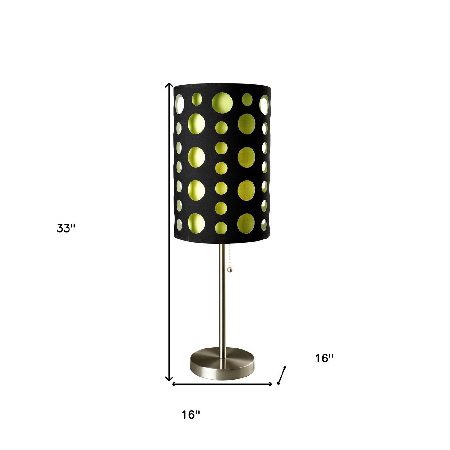 33" Silver Metal Mod Table Lamp With Black And Green Drum Shade - Homeroots - Flyclothing LLC