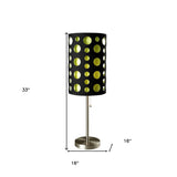 33" Silver Metal Mod Table Lamp With Black And Green Drum Shade - Homeroots - Flyclothing LLC