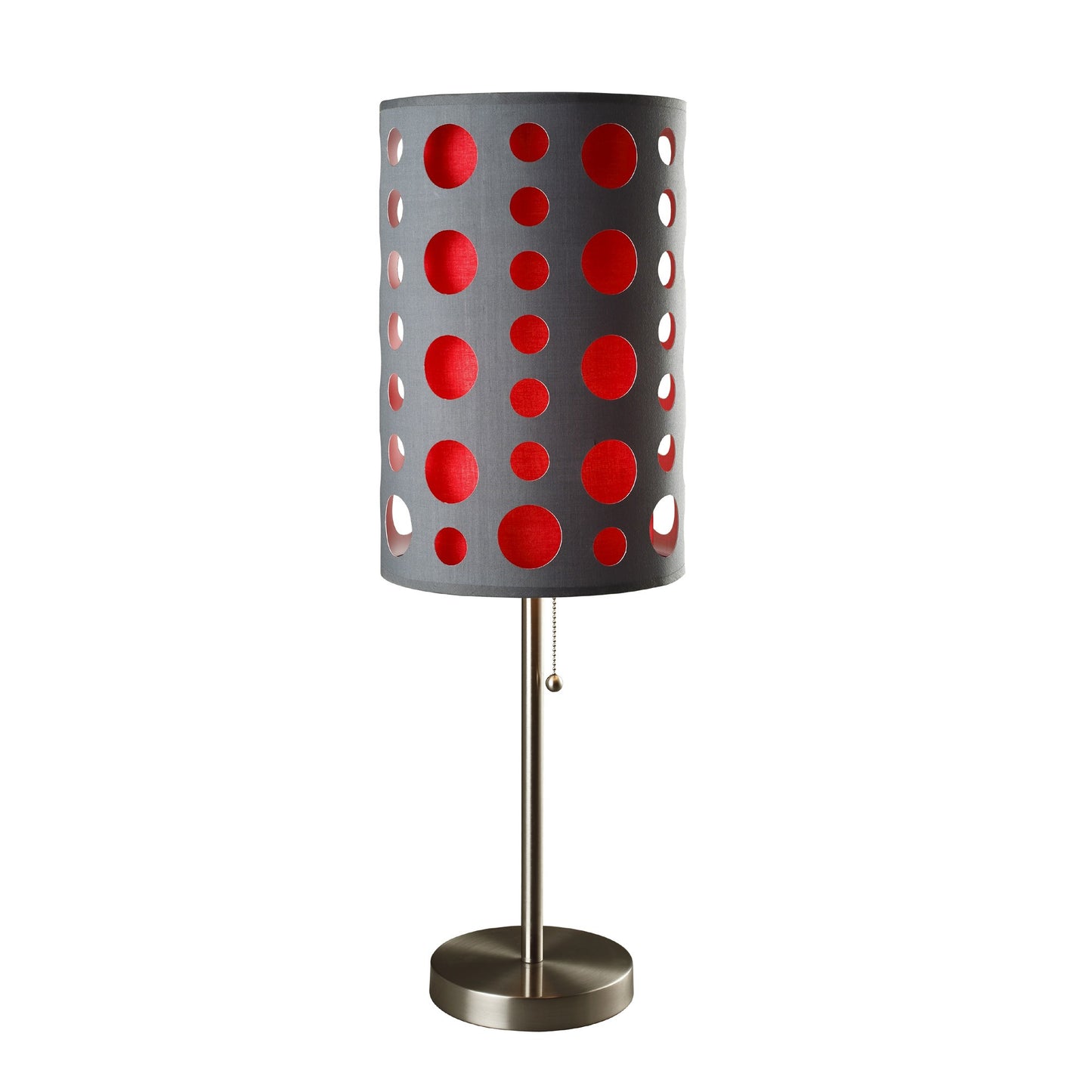 33" Gray and Red Mod Dot Novelty Table Lamp - Homeroots - Flyclothing LLC