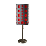 33" Gray and Red Mod Dot Novelty Table Lamp - Homeroots - Flyclothing LLC