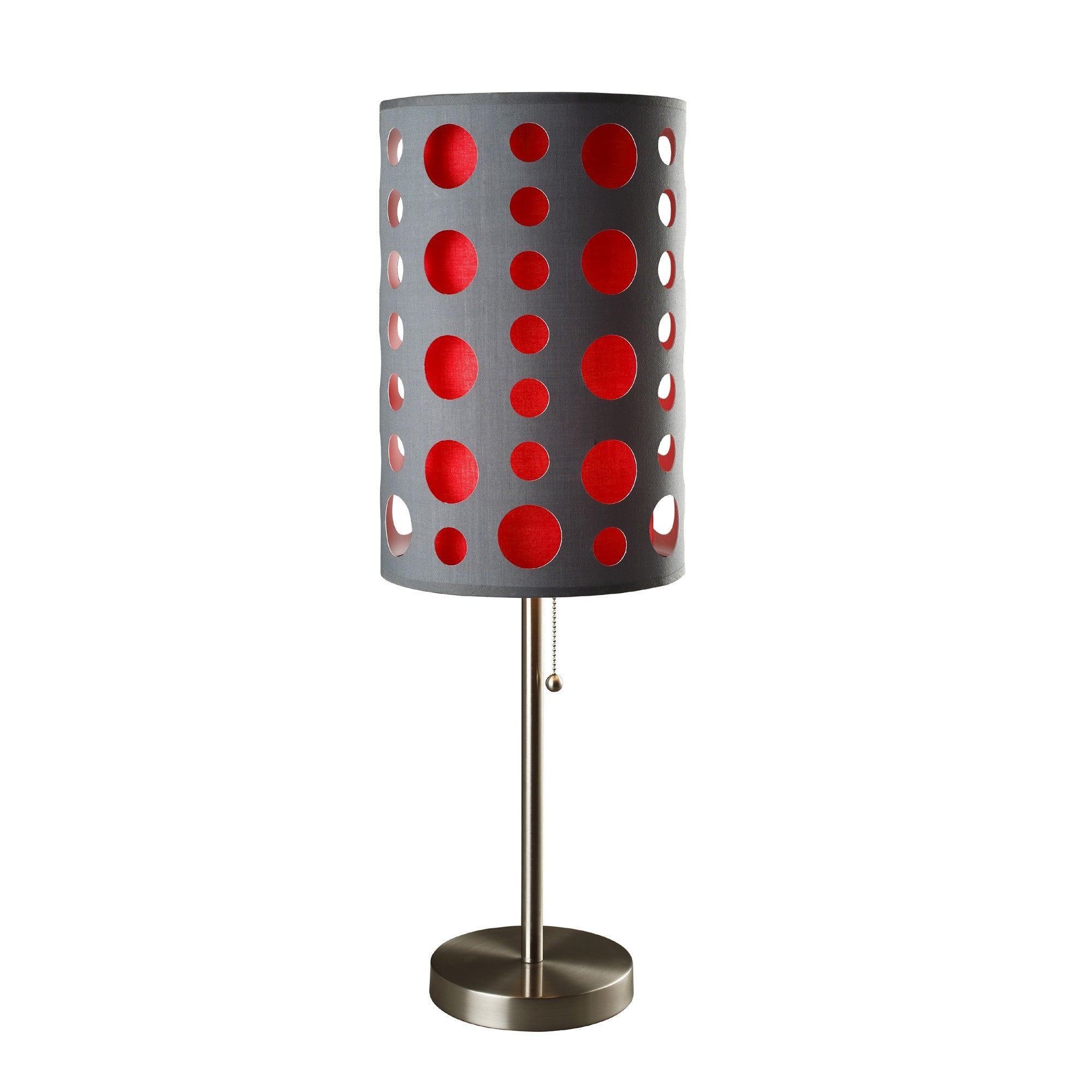33" Gray and Red Mod Dot Novelty Table Lamp - Homeroots - Flyclothing LLC
