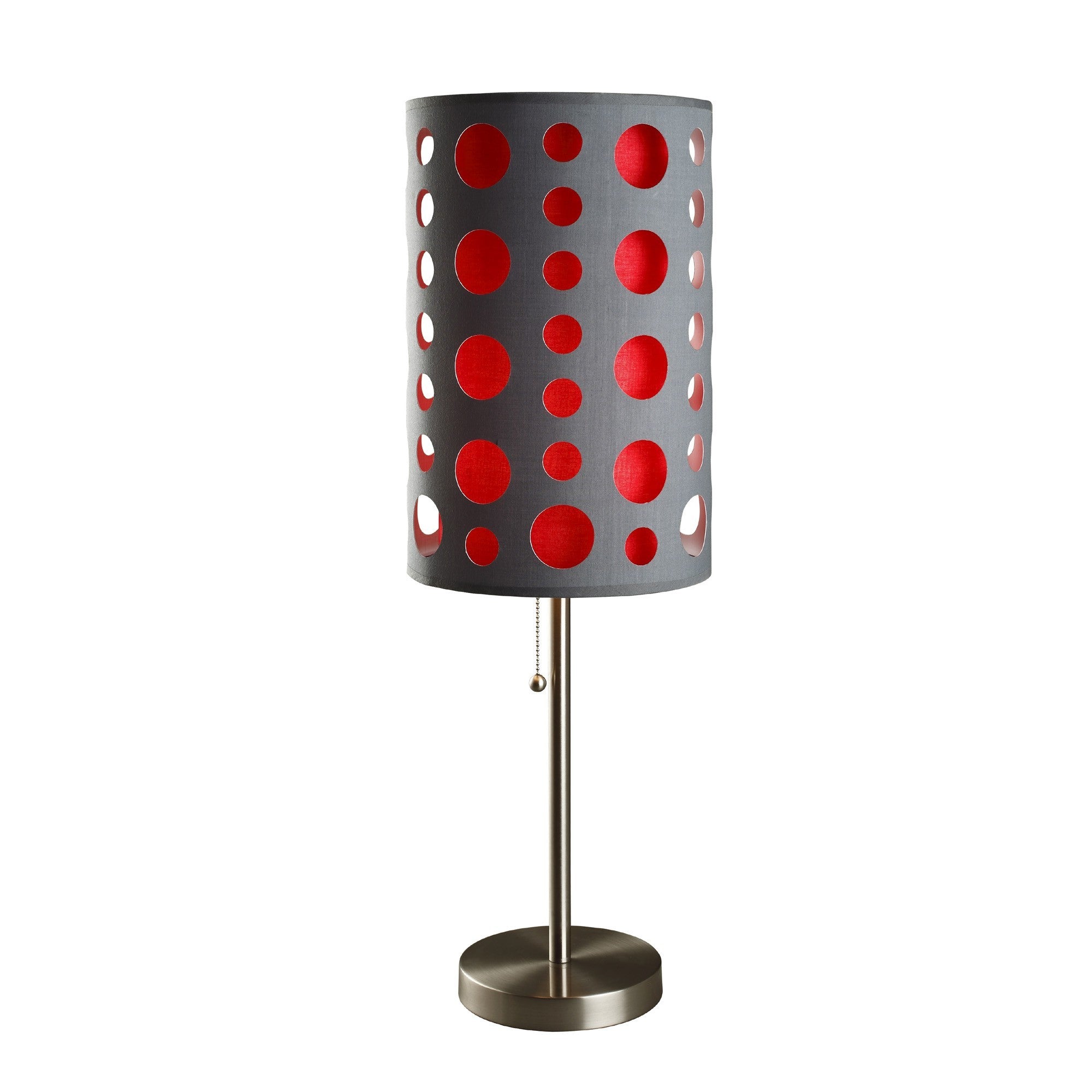 33" Gray and Red Mod Dot Novelty Table Lamp - Homeroots - Flyclothing LLC