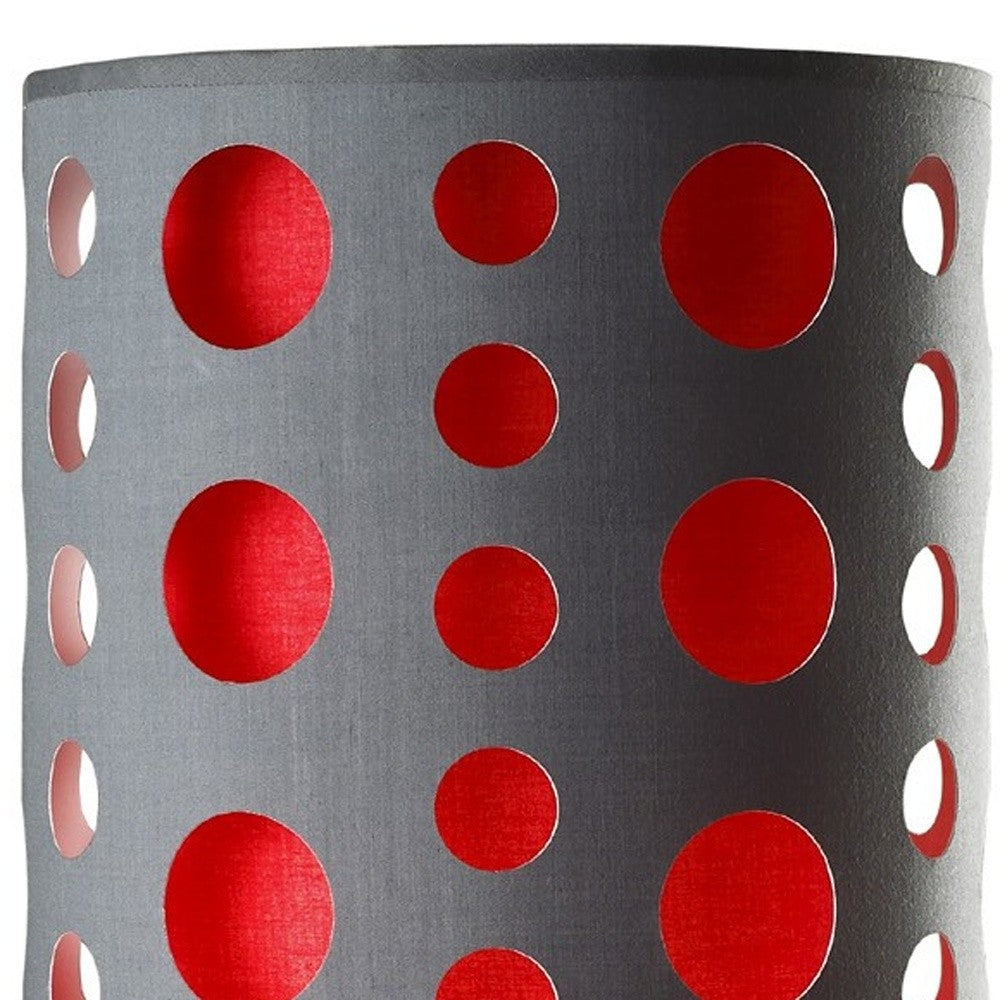 33" Gray and Red Mod Dot Novelty Table Lamp - Homeroots