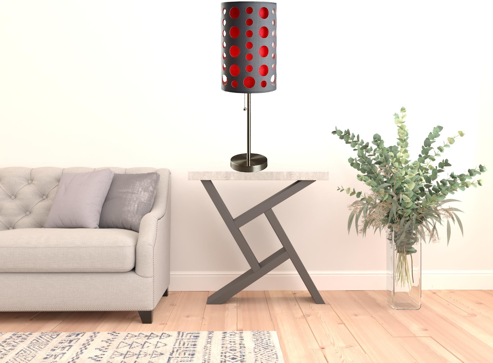 33" Gray and Red Mod Dot Novelty Table Lamp - Homeroots - Flyclothing LLC