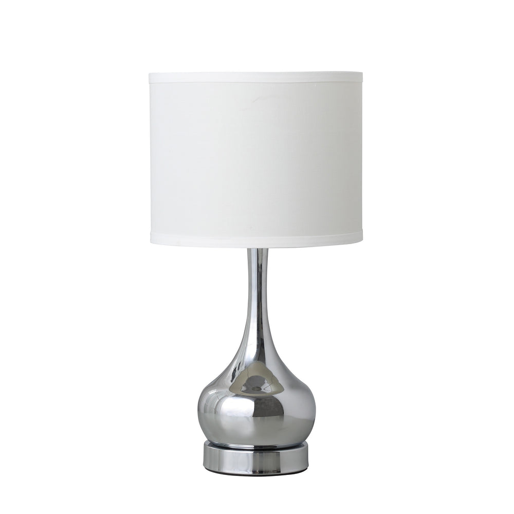 19" Silver Bedside Table Lamp With White Drum Shade - Homeroots