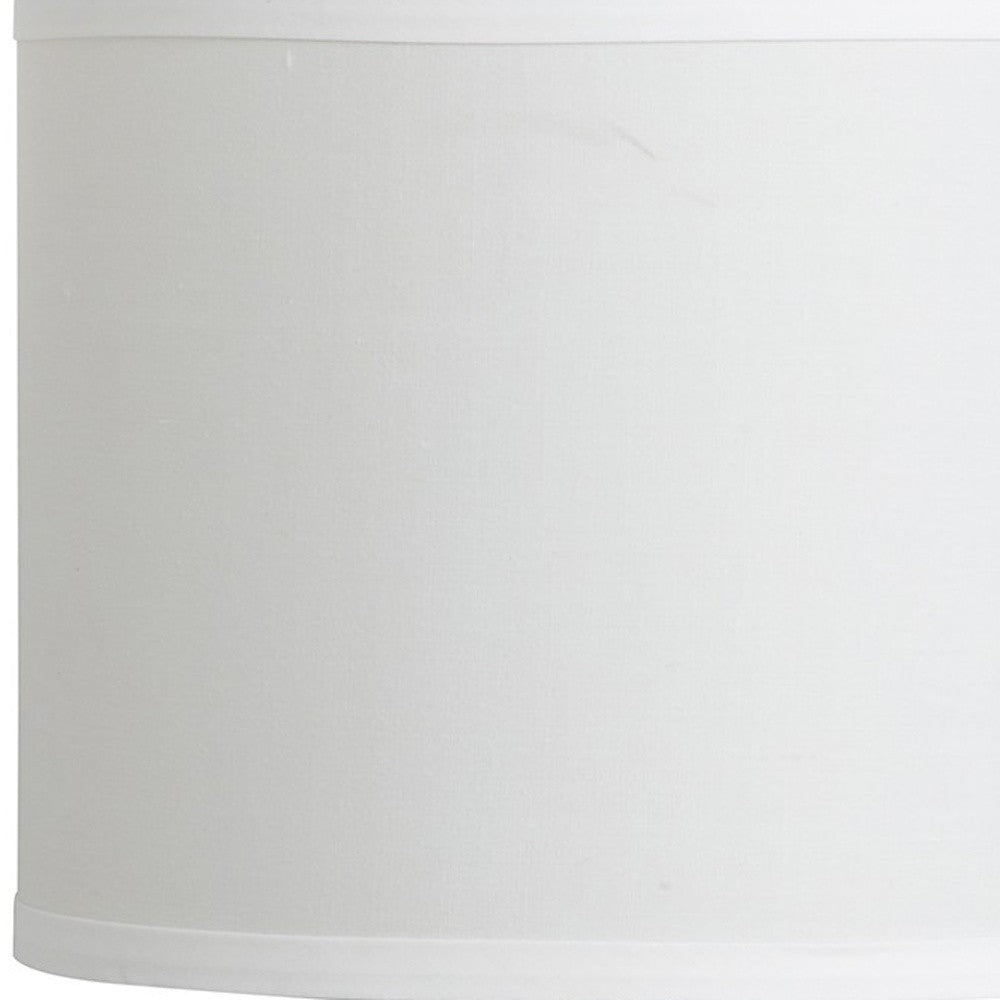 19" Silver Bedside Table Lamp With White Drum Shade - Homeroots