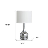 19" Silver Bedside Table Lamp With White Drum Shade - Homeroots