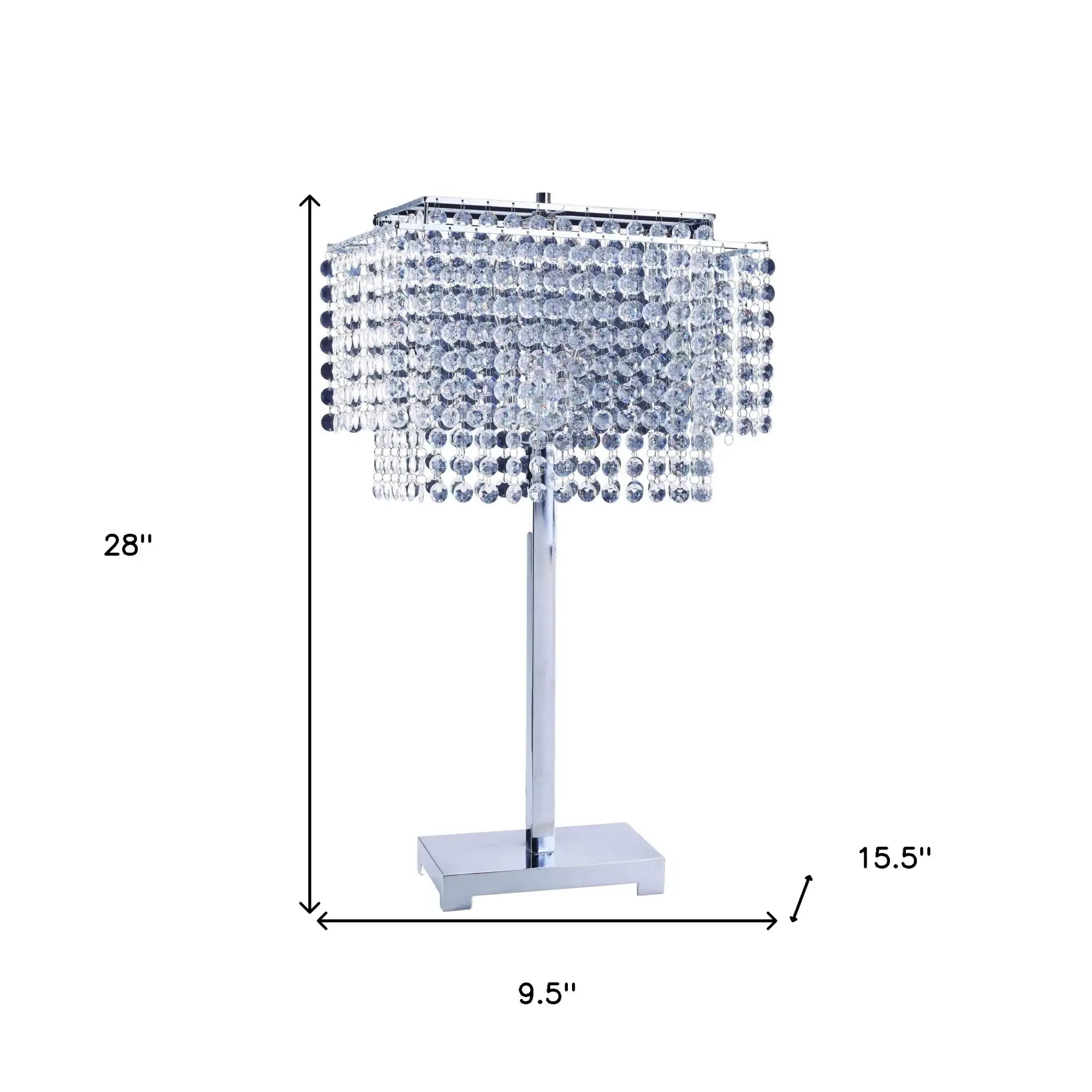 Bling Glam Faux Crystal Rectangular Table Lamp - Homeroots - Flyclothing LLC