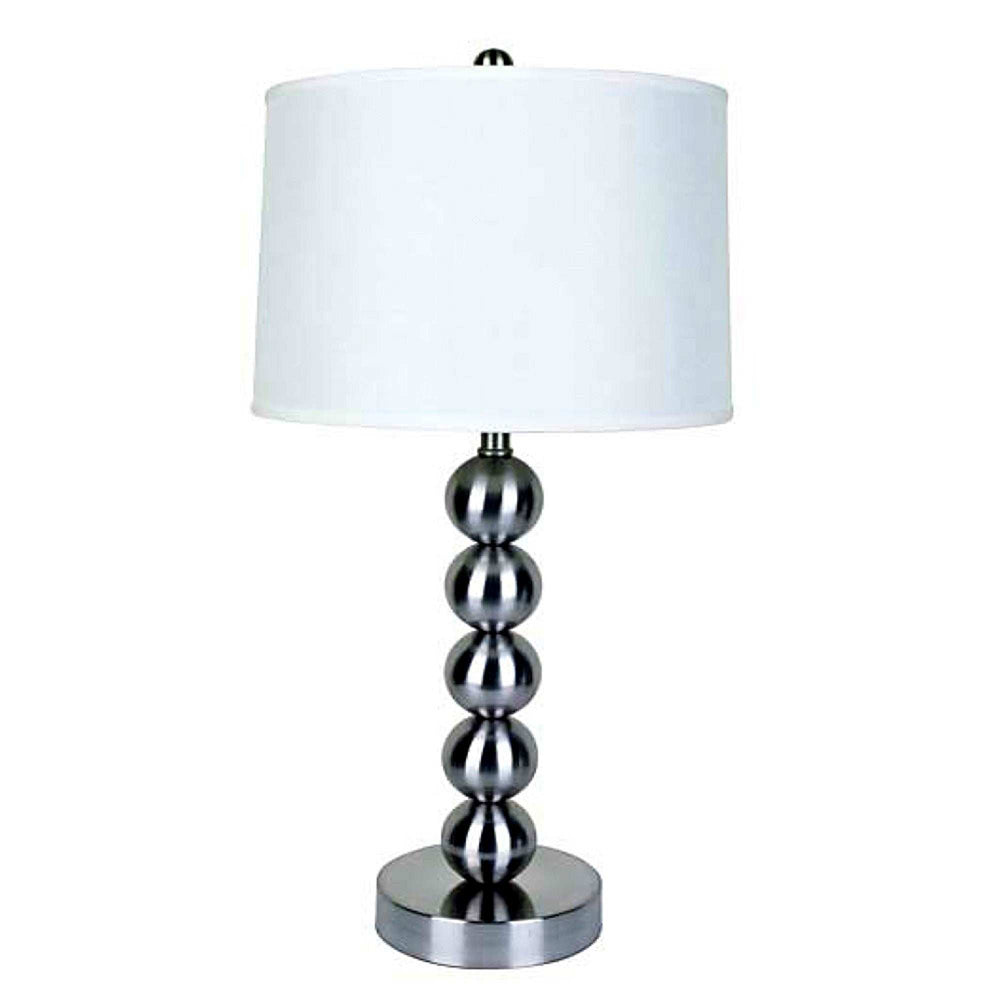 Silver Bauble Table Lamp with White Shade - Homeroots - Flyclothing LLC