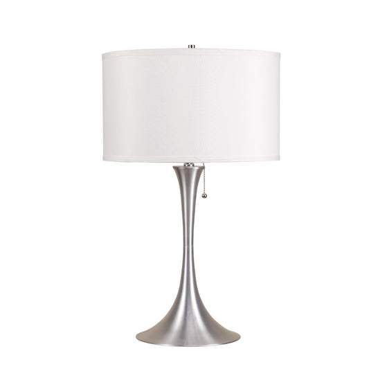 28" Silver Metal Bedside Table Lamp With White Shade - Homeroots