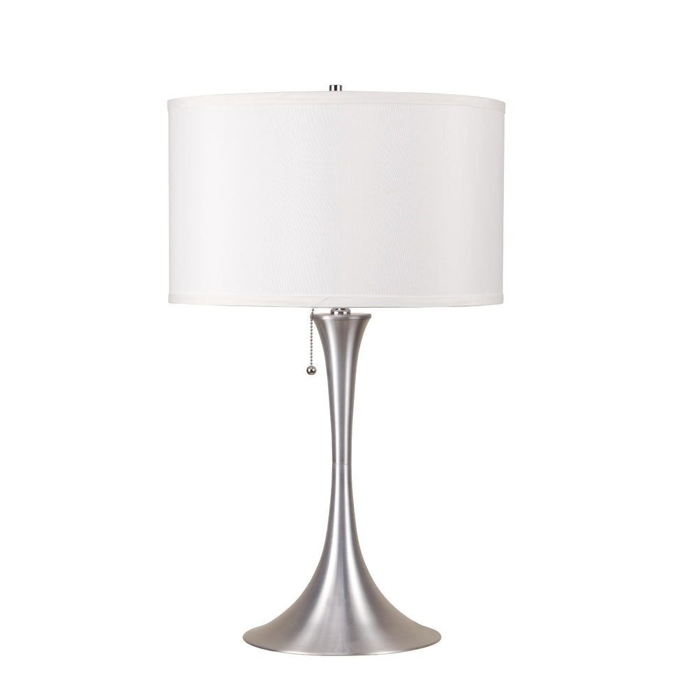 28" Silver Metal Bedside Table Lamp With White Shade - Homeroots - Flyclothing LLC