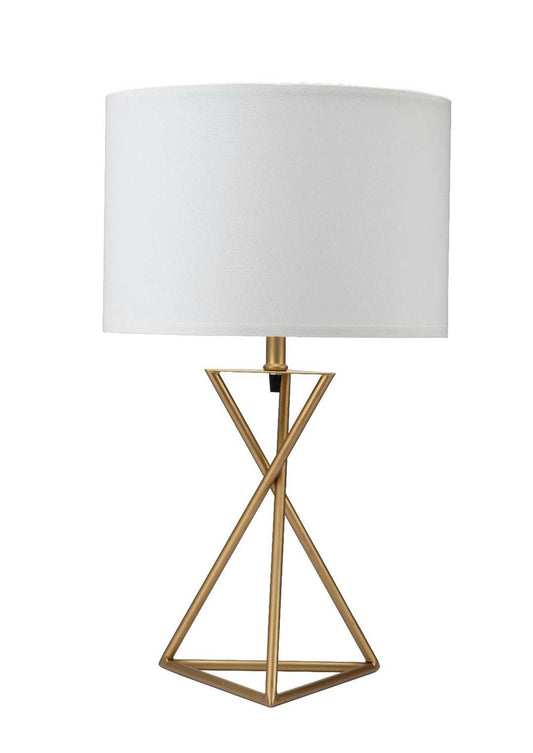 Contemporary Gold Geo Table Lamp with White Shade - Homeroots - Flyclothing LLC