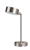 15" Silver Metal Bedside Table Lamp With Silver Shade - Homeroots