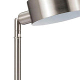 15" Silver Metal Bedside Table Lamp With Silver Shade - Homeroots