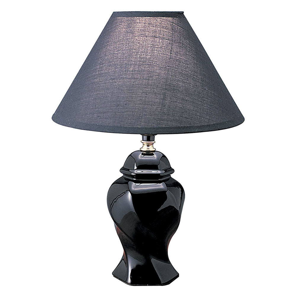13" Black Ceramic Bedside Table Lamp With Black Shade - Homeroots - Flyclothing LLC