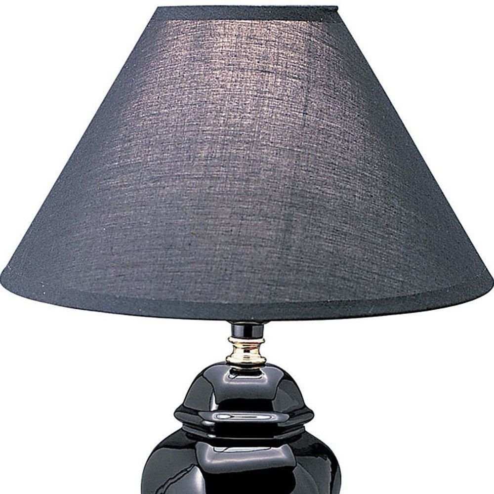 13" Black Ceramic Bedside Table Lamp With Black Shade - Homeroots - Flyclothing LLC