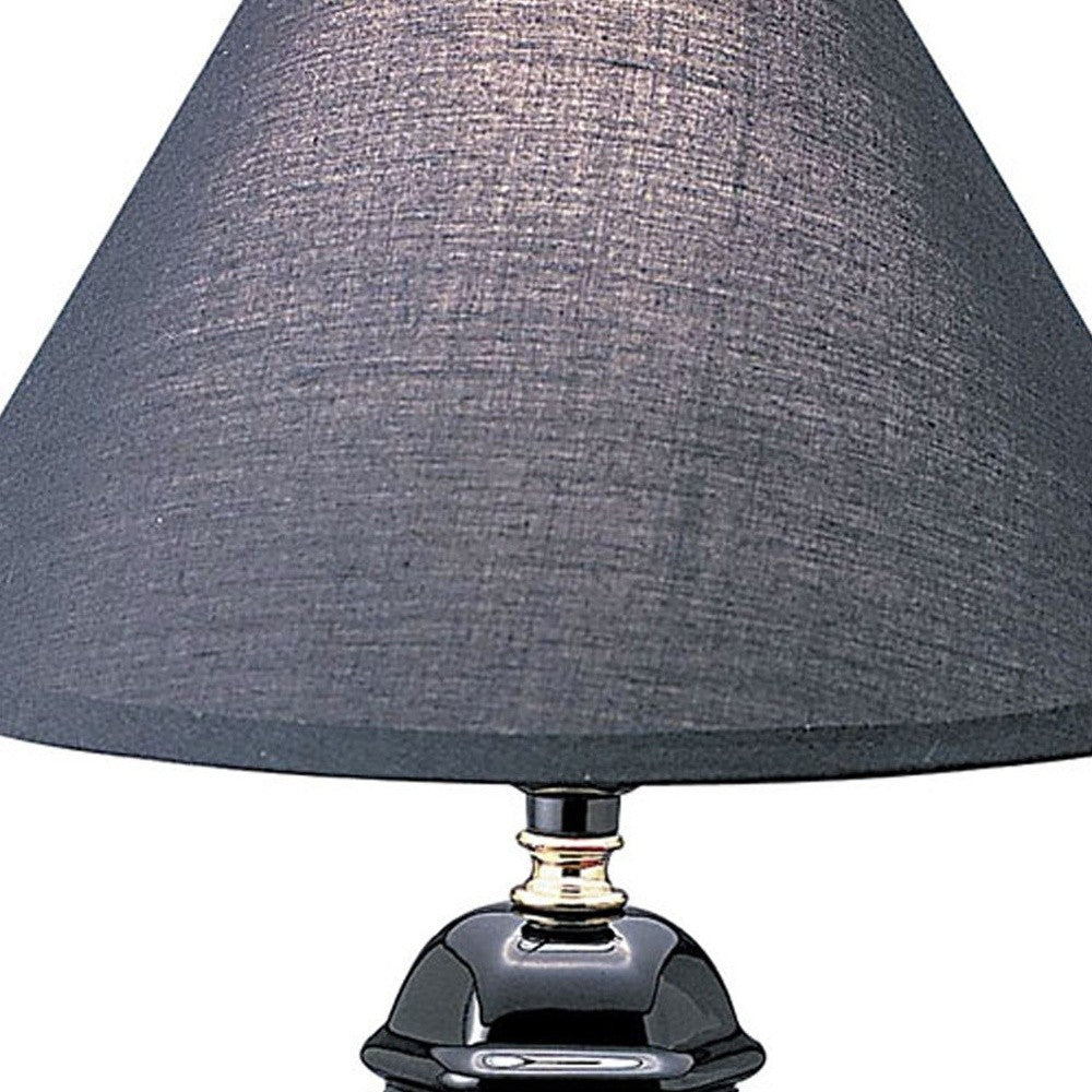 13" Black Ceramic Bedside Table Lamp With Black Shade - Homeroots - Flyclothing LLC