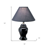 13" Black Ceramic Bedside Table Lamp With Black Shade - Homeroots - Flyclothing LLC