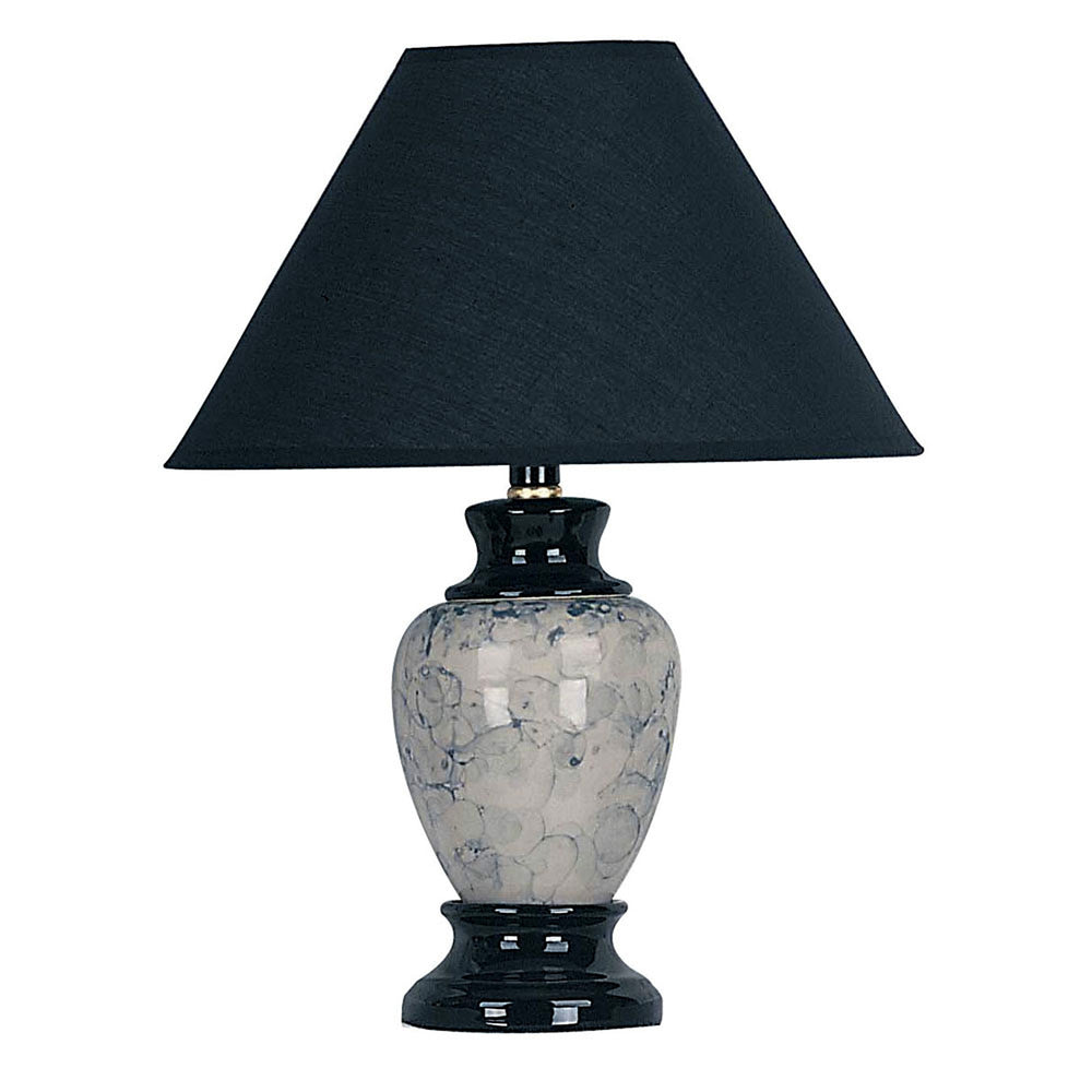 13" Black Ceramic Bedside Table Lamp With Black Shade - Homeroots