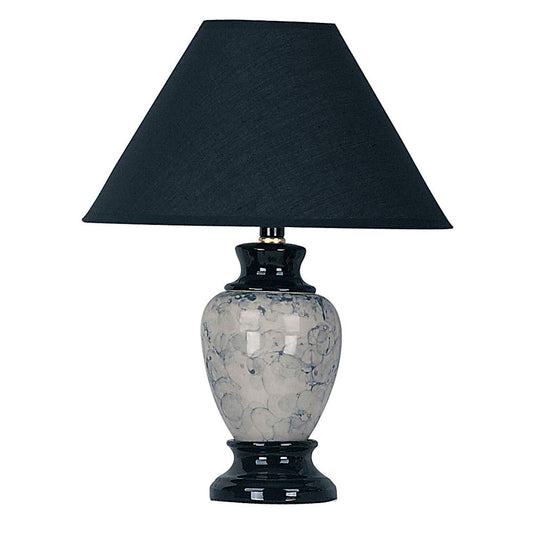 13" Black Ceramic Bedside Table Lamp With Black Shade - Homeroots