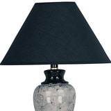 13" Black Ceramic Bedside Table Lamp With Black Shade - Homeroots